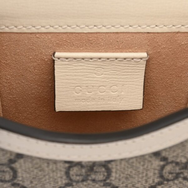 ik 00 0626499 14 Gucci Mini Bag Horsebit 1955 GG Supreme Canvas Beige Ebony White