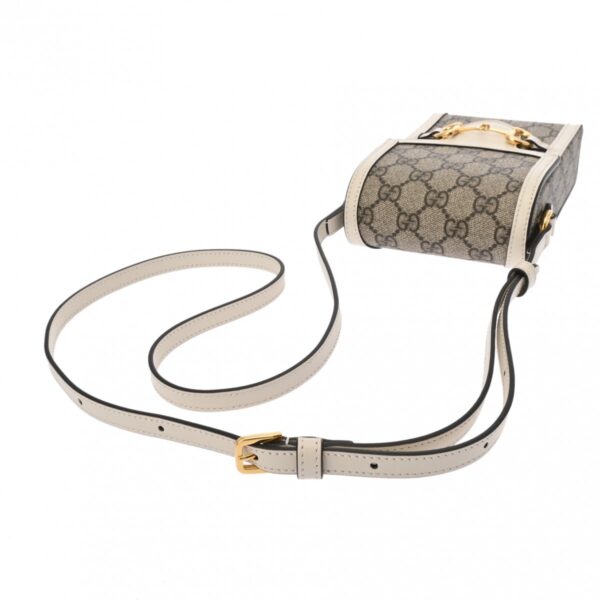 ik 00 0626499 4 Gucci Mini Bag Horsebit 1955 GG Supreme Canvas Beige Ebony White