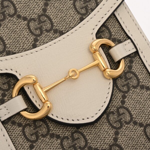 ik 00 0626499 9 Gucci Mini Bag Horsebit 1955 GG Supreme Canvas Beige Ebony White