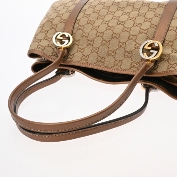 ik 00 0626510 4 Gucci Handbag GG Canvas Beige Bronze