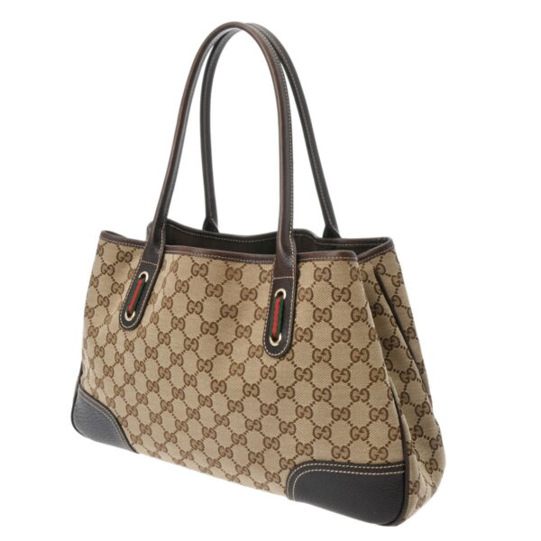 ik 00 0626511 3 Gucci Princy Line Handbag GG Canvas Beige Brown