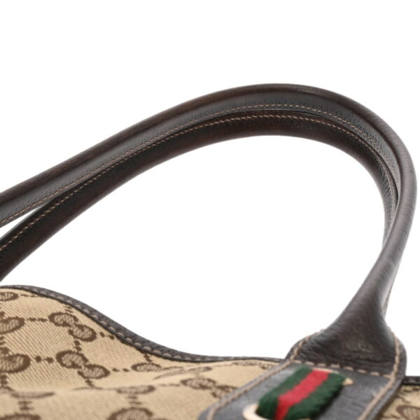 ik 00 0626511 5 Gucci Princy Line Handbag GG Canvas Beige Brown