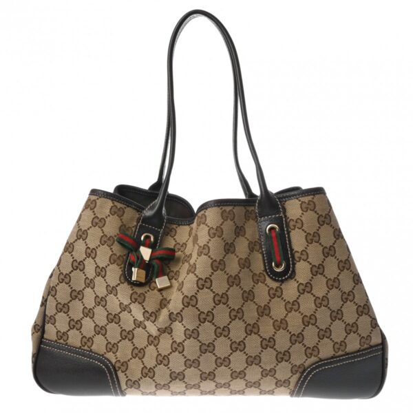 ik 00 0626523 2 Gucci Princy Line Handbag GG Canvas Beige Brown