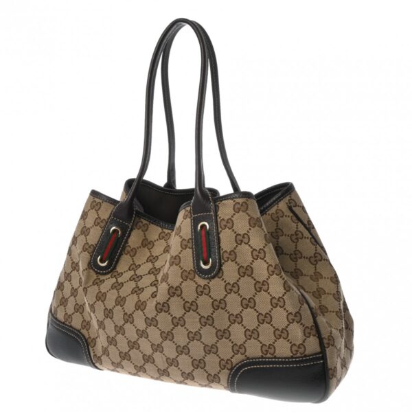 ik 00 0626523 3 Gucci Princy Line Handbag GG Canvas Beige Brown