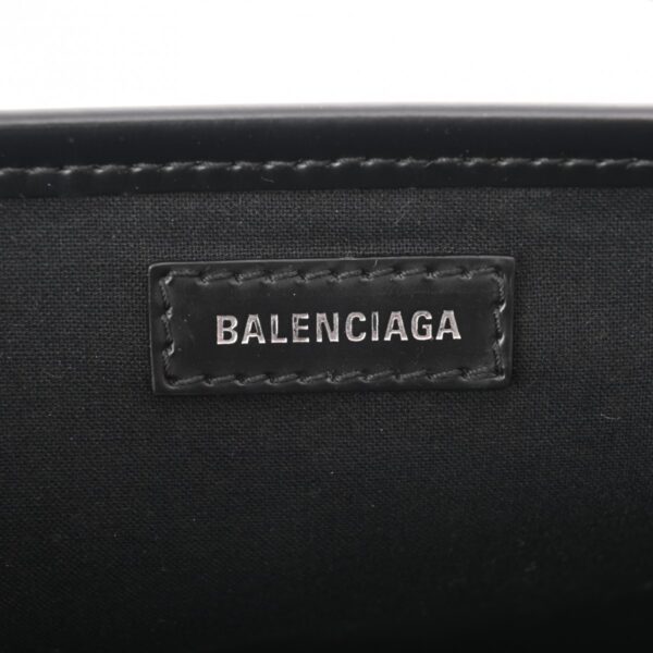 ik 00 0627081 14 Balenciaga Blue Cabas XS Handbag Canvas Leather Black White