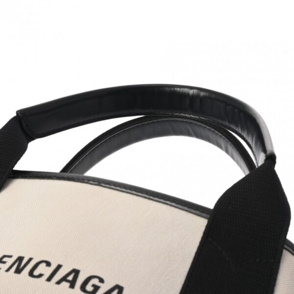 ik 00 0627081 5 Balenciaga Blue Cabas XS Handbag Canvas Leather Black White