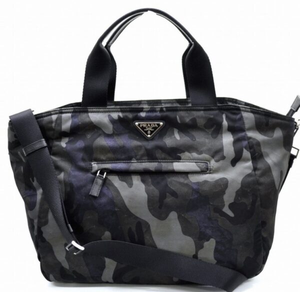 screenshot 118 Prada Nylon Leather 2way Camouflage Tote Shoulder Bag Dark Green