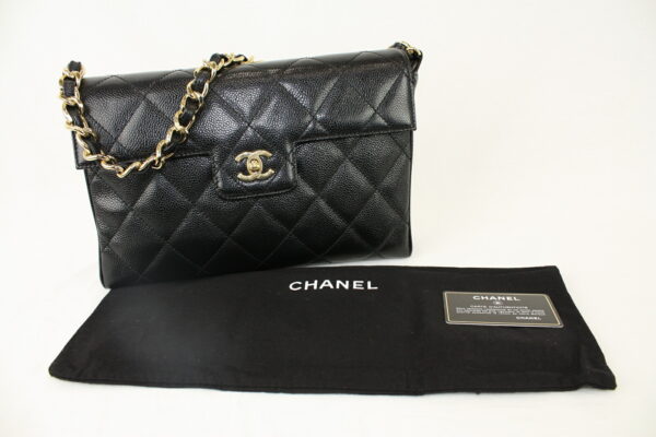 imgrc0070797645 Chanel Caviar Skin Shoulder Bag Black