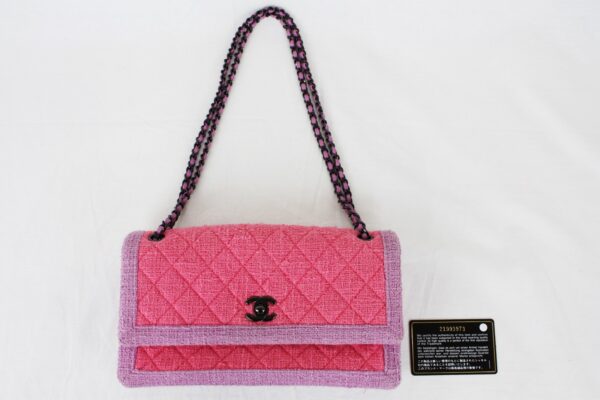 imgrc0070920760 Chanel Chain Shoulder Tweed Trim Bag Pink Purple