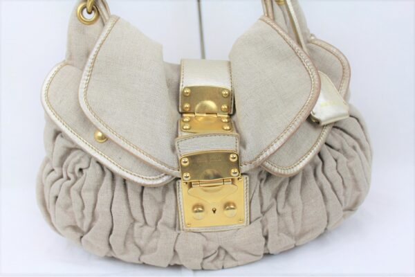 imgrc0071969824 Miu Miu Matelasse 2WAY Handbag Shoulder Bag Leather Beige Champagne