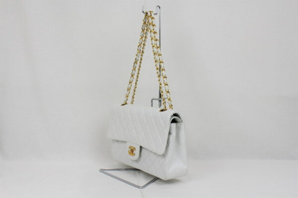 imgrc0072456482 Chanel Lambskin W Flap Chain Shoulder Bag White