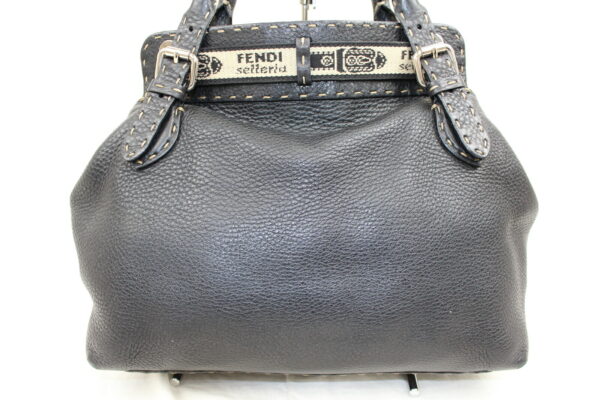 imgrc0072661758 Fendi Selleria Handbag Carriage Pattern Black