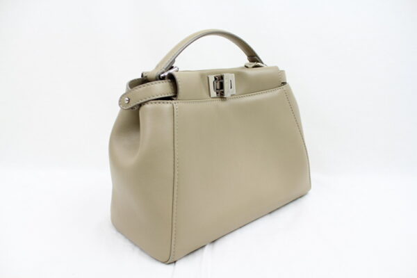 imgrc0072694938 Fendi Mini Peekaboo Handbag Leather Beige