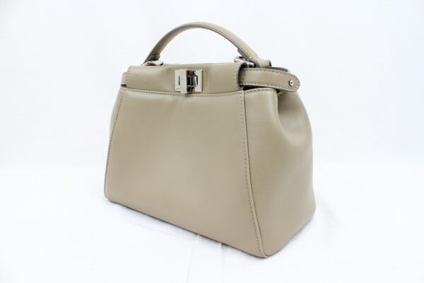 imgrc0072694939 Fendi Mini Peekaboo Handbag Leather Beige