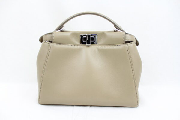 imgrc0072694940 Fendi Mini Peekaboo Handbag Leather Beige