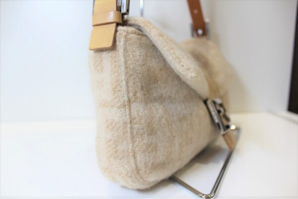 imgrc0072759639 Fendi Mamma Bucket Mini Handbag Pouch Wool Leather Beige