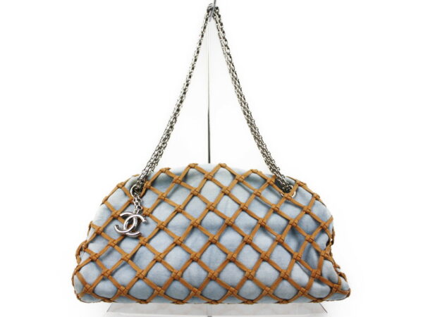 imgrc0073068804 Chanel Denim Braided Chain Shoulder Bag Blue