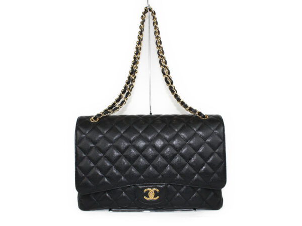 imgrc0073071199 Chanel Caviar Skin Leather Chain Shoulder Bag Black