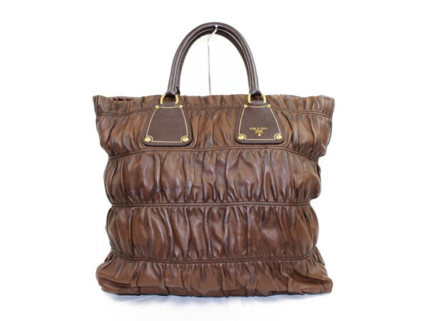 imgrc0073096243 Prada Nappa Gaufre Tote Bag Leather Brown