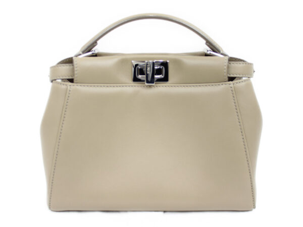 imgrc0073107648 Fendi Mini Peekaboo Handbag Leather Beige