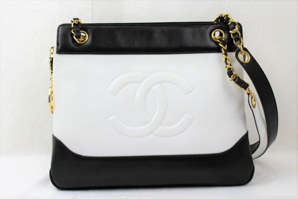 imgrc0073157414 Chanel Chain Tote Handbag Panda Monochrome Black White