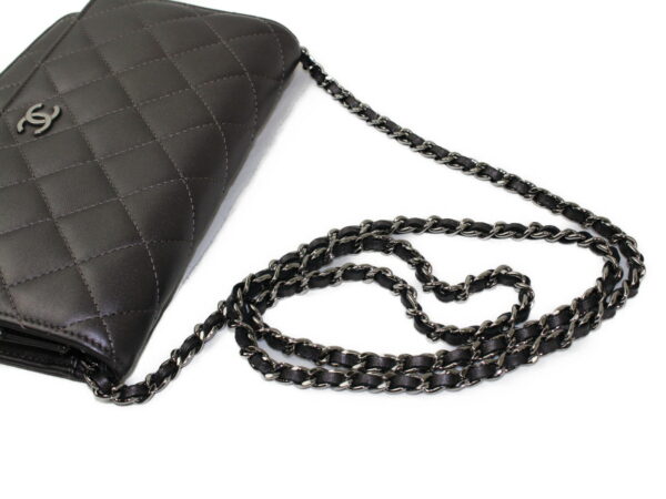 imgrc0073491161 Chanel Chain Wallet Leather Gray