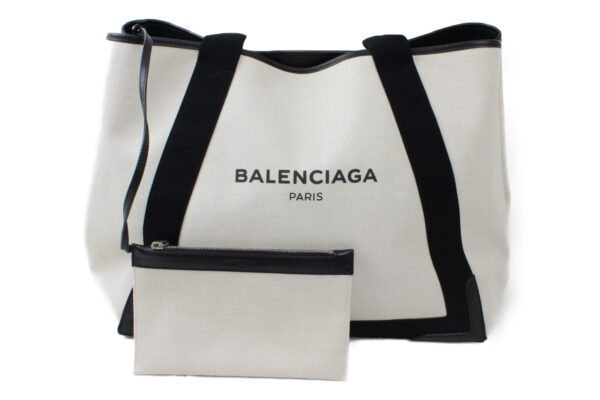 imgrc0073512381 Balenciaga Hippo Canvas Leather Tote Bag White Black