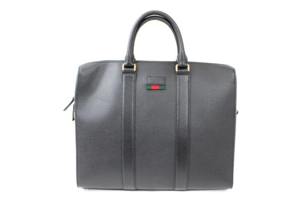 imgrc0073558430 Gucci Leather Briefcase with Web Black