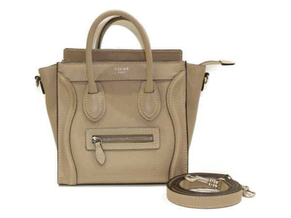 imgrc0074054642 Celine Luggage Nano Shopper Leather Handbag Beige