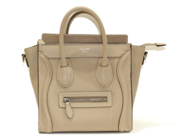 imgrc0074054643 Celine Luggage Nano Shopper Leather Handbag Beige