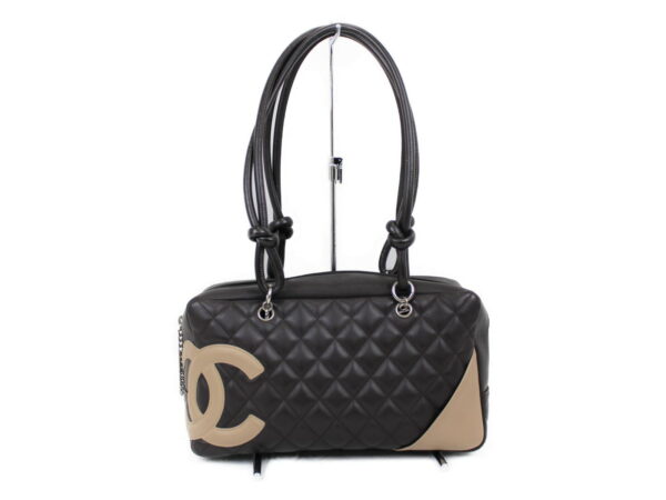 imgrc0074170473 Chanel Cambon Line Bowling Bag Brown Beige