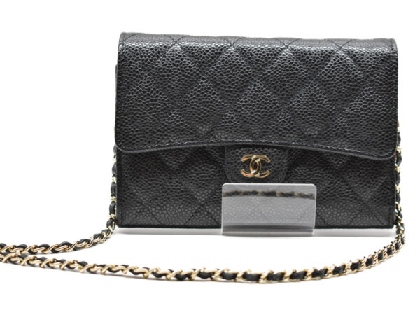 imgrc0074938057 Chanel Chain Caviar Skin Wallet Black