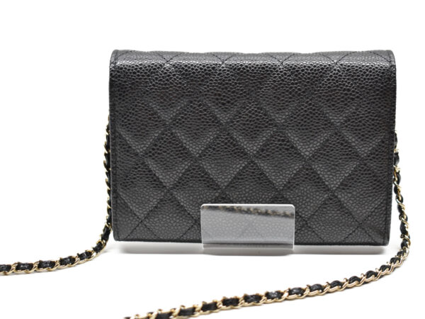 imgrc0074938058 Chanel Chain Caviar Skin Wallet Black