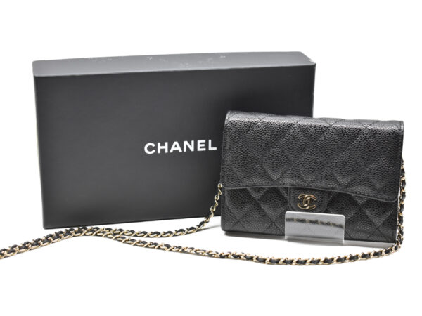 imgrc0074938067 Chanel Chain Caviar Skin Wallet Black