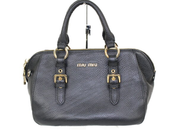 imgrc0075043229 Miu Miu Shoulder Tote Bag Goatskin Black