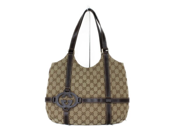 imgrc0075201402 Gucci GG Pattern Shoulder Bag Canvas Brown