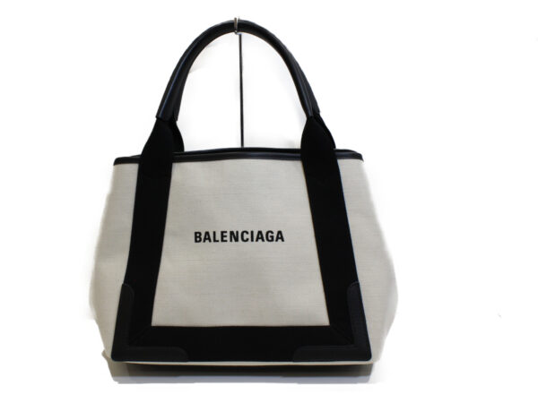 imgrc0075241022 Balenciaga Blue Hippo Canvas Leather Handbag White Black