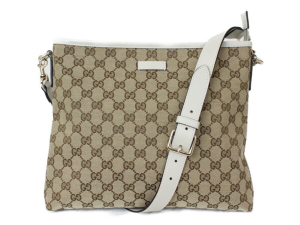 imgrc0075334440 Gucci Shoulder Bag Canvas Leather White