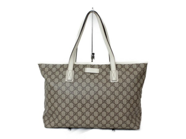 imgrc0075335230 Gucci Tote Bag Canvas Leather White