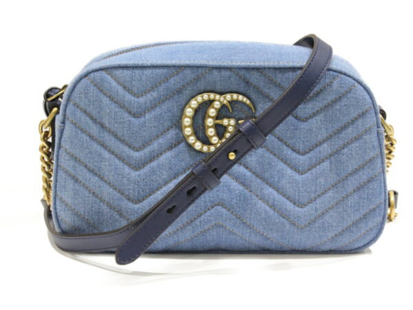 imgrc0075415547 Gucci GG Marmont Denim Shoulder Bag Navy