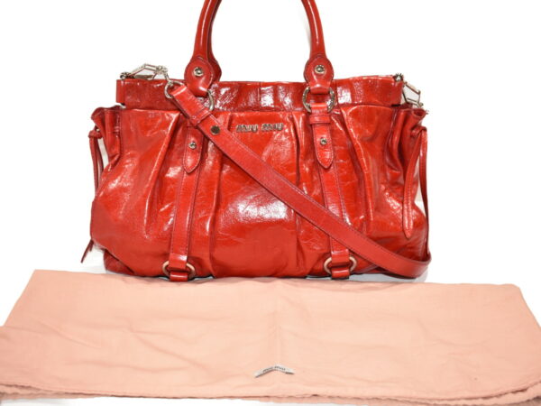 imgrc0075484434 Miu Miu 2WAY Shoulder Bag Crossbody Leather Wrinkled Red