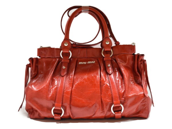 imgrc0075484917 Miu Miu 2WAY Shoulder Bag Crossbody Leather Wrinkled Red