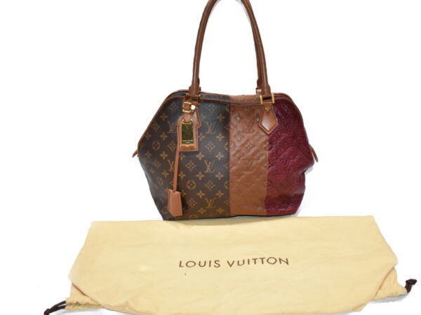 imgrc0075605902 Louis Vuitton Blocks Tote Bag Monogram Brown Beige Bordeaux