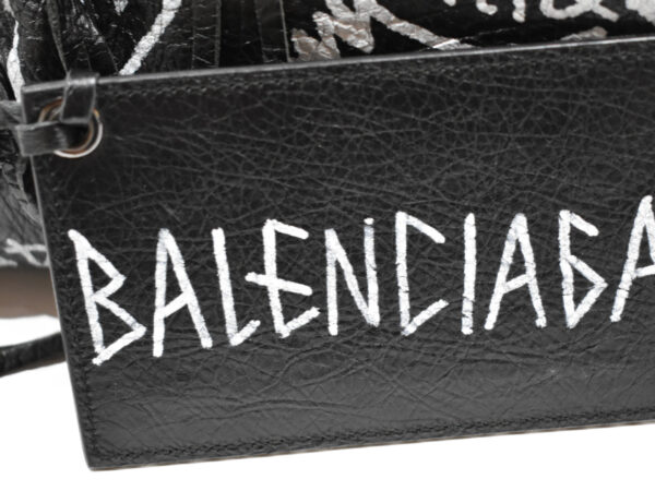 imgrc0075629851 Balenciaga Leather Handbag Graffiti Classic City Black