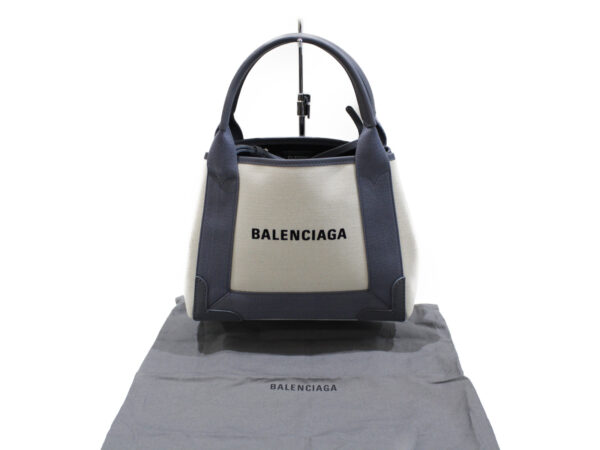 imgrc0075635667 Balenciaga Blue Cabas XS Canvas Leather Shoulder Bag Black