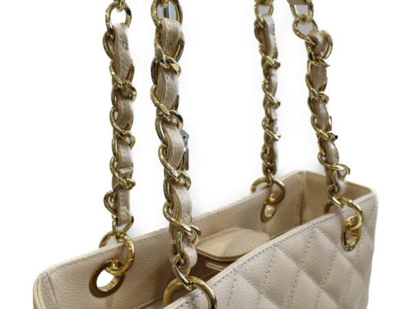 imgrc0075735841 Chanel Reprint Chain Tote Bag Beige White Caviar Skin