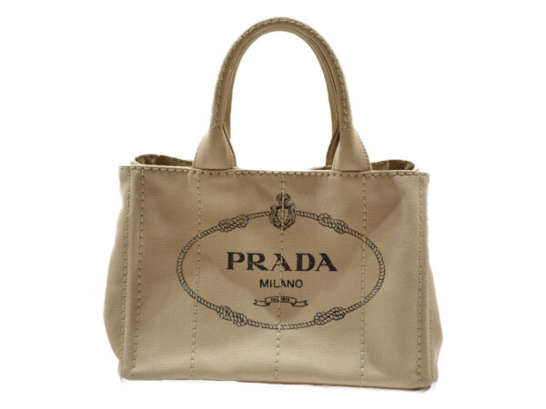 imgrc0075815547 Prada Kanapa Handbag Shoulder Bag Beige Canvas