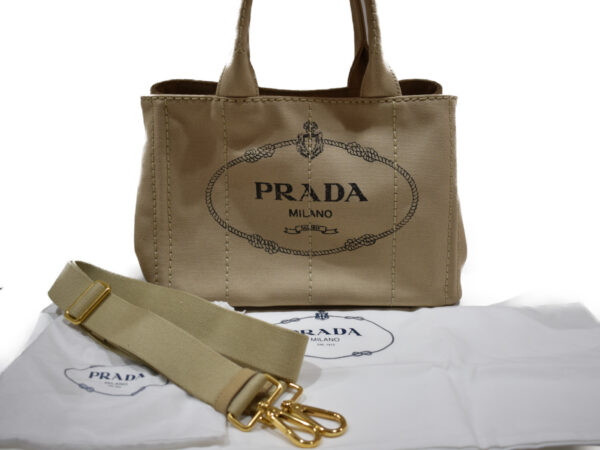 imgrc0075815558 Prada Kanapa Handbag Shoulder Bag Beige Canvas