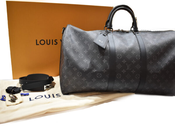 imgrc0076009372 Louis Vuitton Keepall Bandouliere 55 Travel Bag Monogram Eclipse Gray