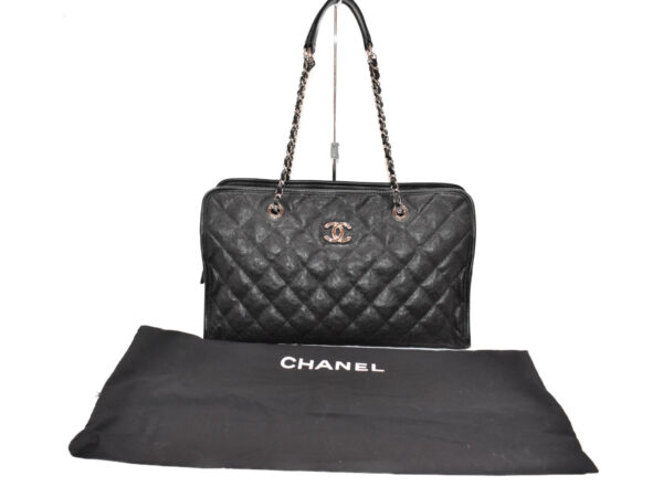 imgrc0076142502 Chanel Caviar Skin Chain Tote Bag Black